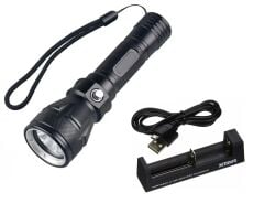 IPX8  T6/L2 1500 lümen Dalış Feneri + Pil + Şarj Aleti