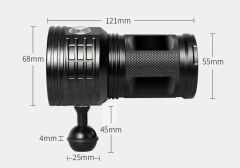 IPX8 27 LED'li 12000 lümen Dalış Feneri - Pil ve Şarj Cihazı Dahil