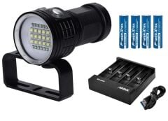 IPX8 27 LED'li 12000 lümen Dalış Feneri - Pil ve Şarj Cihazı Dahil