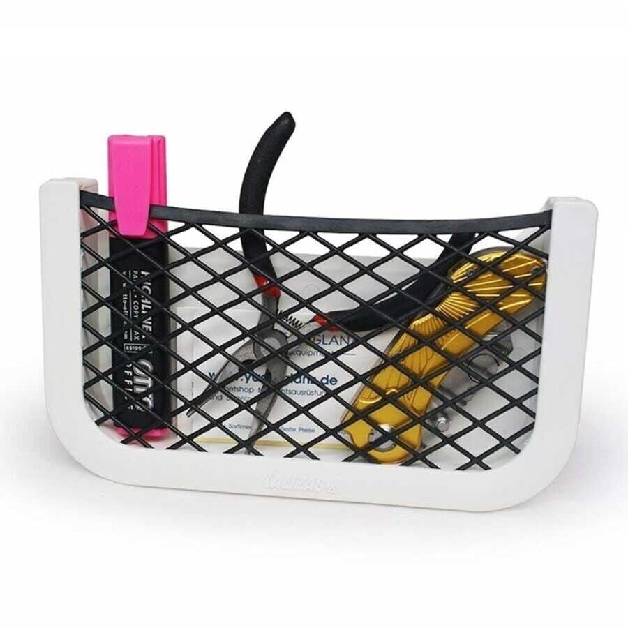 Plastik fileli eşya yuvası, beyaz. 205x112x32mm