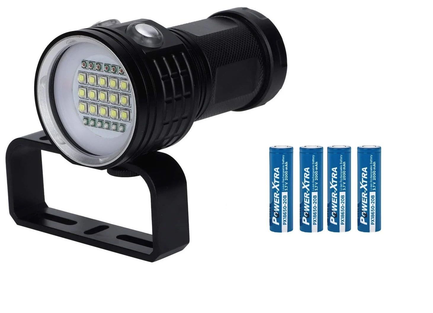 IPX8 27 LED'li 12000 Lümen Dalış Feneri - Pil Dahil