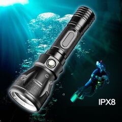 IPX8  T6/L2 1500 lümen Dalış Feneri + Pil